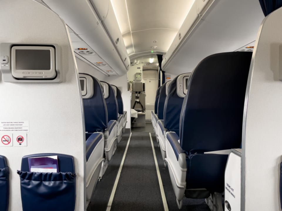 Comfortable airplane cabin interior